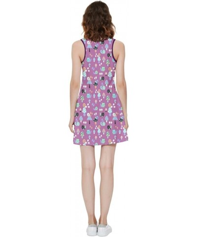 Womens Autumn Floral and Mushroom Pattern Inside Out Reversible Sleeveless Dress, XS-5XL Amethyst $16.11 Dresses