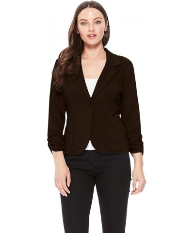 Women's Women's Comfy Casual Office 3/4 Long Sleeve Open Front Blazer Jacket US Size Hbl00483 Brown $12.50 Blazers