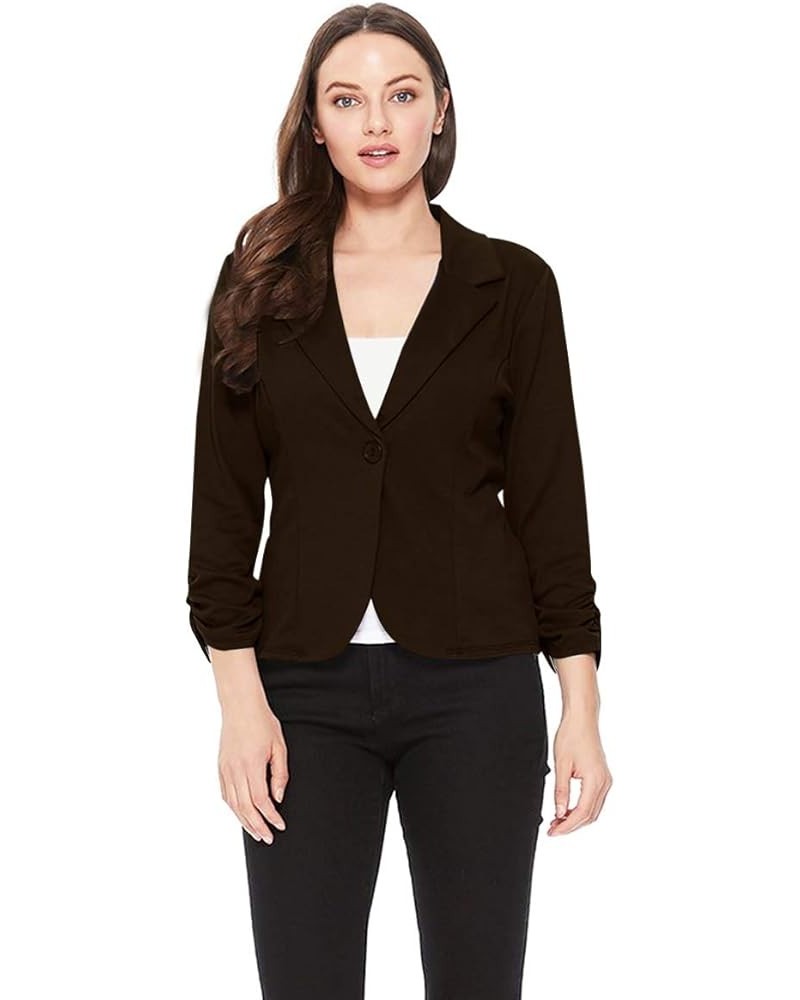 Women's Women's Comfy Casual Office 3/4 Long Sleeve Open Front Blazer Jacket US Size Hbl00483 Brown $12.50 Blazers