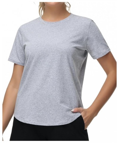 Women's Workout Short Sleeve Breathable T-Shirts Athletic Yoga Tee Tops Heather Grey $14.74 T-Shirts