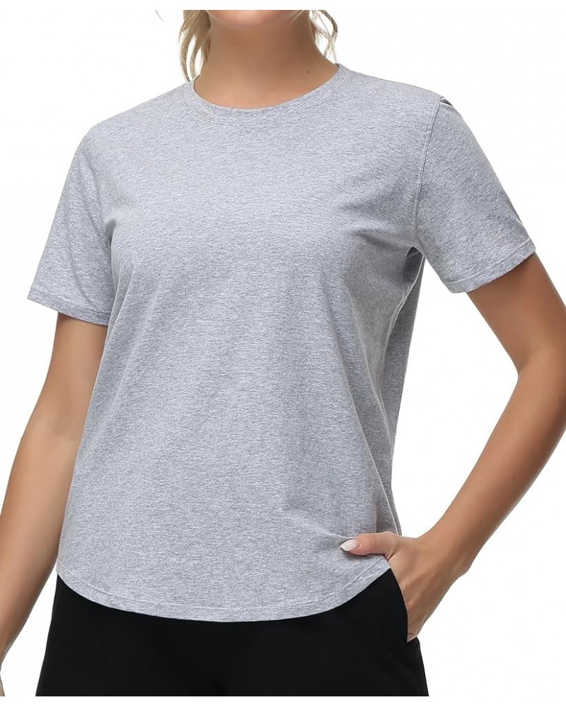 Women's Workout Short Sleeve Breathable T-Shirts Athletic Yoga Tee Tops Heather Grey $14.74 T-Shirts