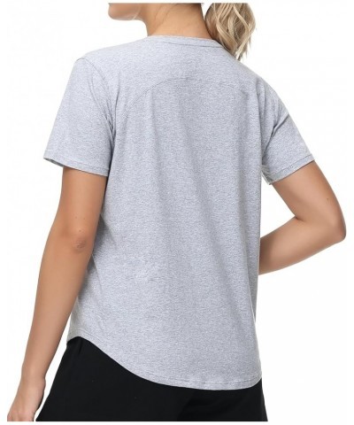 Women's Workout Short Sleeve Breathable T-Shirts Athletic Yoga Tee Tops Heather Grey $14.74 T-Shirts