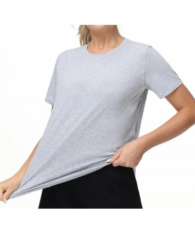 Women's Workout Short Sleeve Breathable T-Shirts Athletic Yoga Tee Tops Heather Grey $14.74 T-Shirts