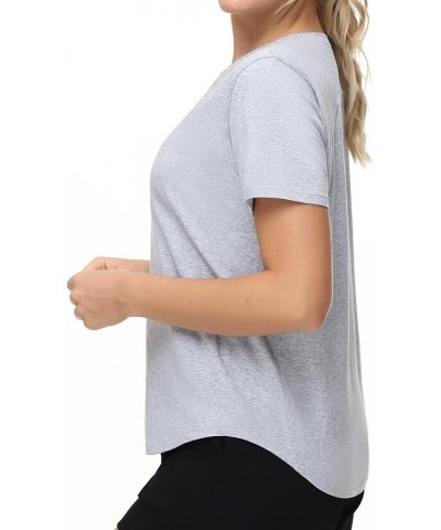 Women's Workout Short Sleeve Breathable T-Shirts Athletic Yoga Tee Tops Heather Grey $14.74 T-Shirts