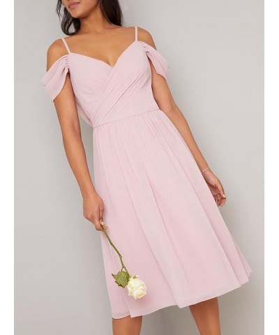 Women's Off The Shoulder Bridesmaid Dresses with Pockets Chiffon Pleated Short Formal Evening Dress Purple $32.90 Dresses