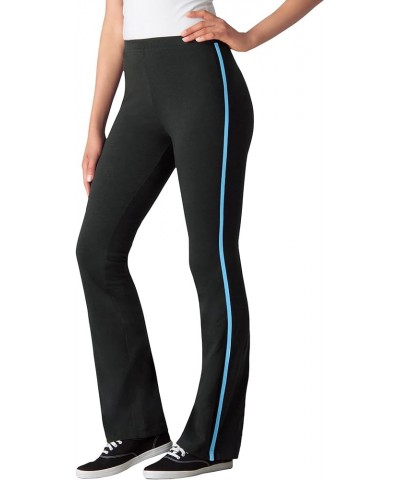 Women's Plus Size Stretch Cotton Side-Stripe Bootcut Pant Black Paradise Blue $15.31 Activewear