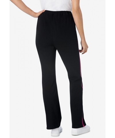 Women's Plus Size Stretch Cotton Side-Stripe Bootcut Pant Black Paradise Blue $15.31 Activewear