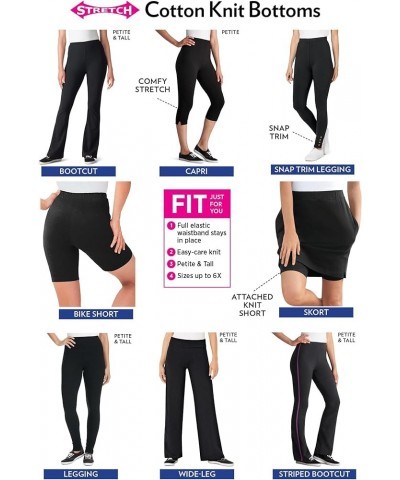 Women's Plus Size Stretch Cotton Side-Stripe Bootcut Pant Black Paradise Blue $15.31 Activewear