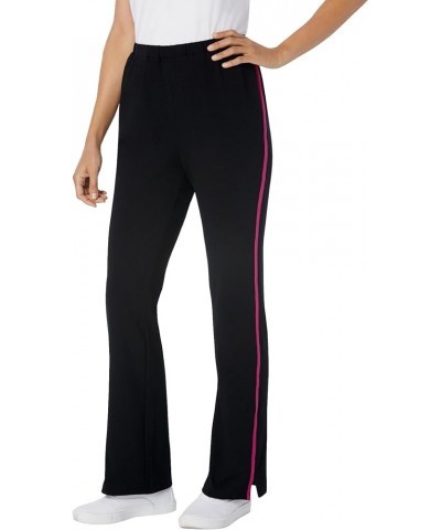 Women's Plus Size Stretch Cotton Side-Stripe Bootcut Pant Black Paradise Blue $15.31 Activewear