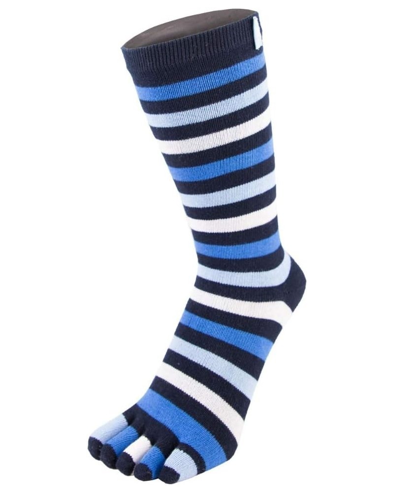 Essential High-Crew Stripy Cotton Toe Socks Denim $13.80 Socks