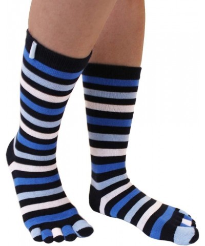 Essential High-Crew Stripy Cotton Toe Socks Denim $13.80 Socks