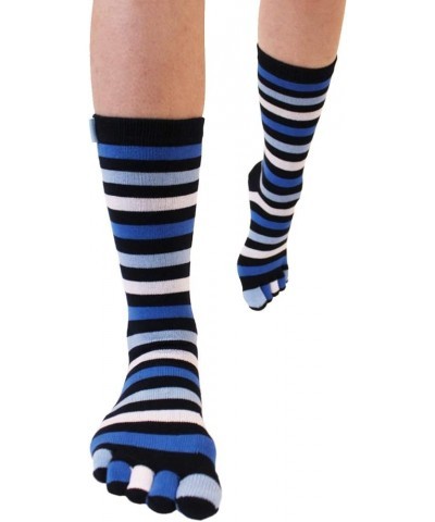 Essential High-Crew Stripy Cotton Toe Socks Denim $13.80 Socks