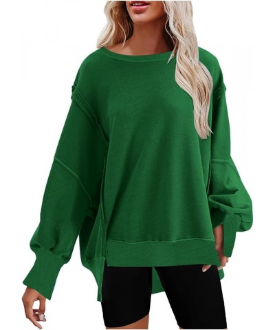 Oversized Sweatshirt for Women Crewneck Lightweight Solid Color Fall Outfits Fashion Teen Girl Y2k Winter Warm Clothes H03 Gr...