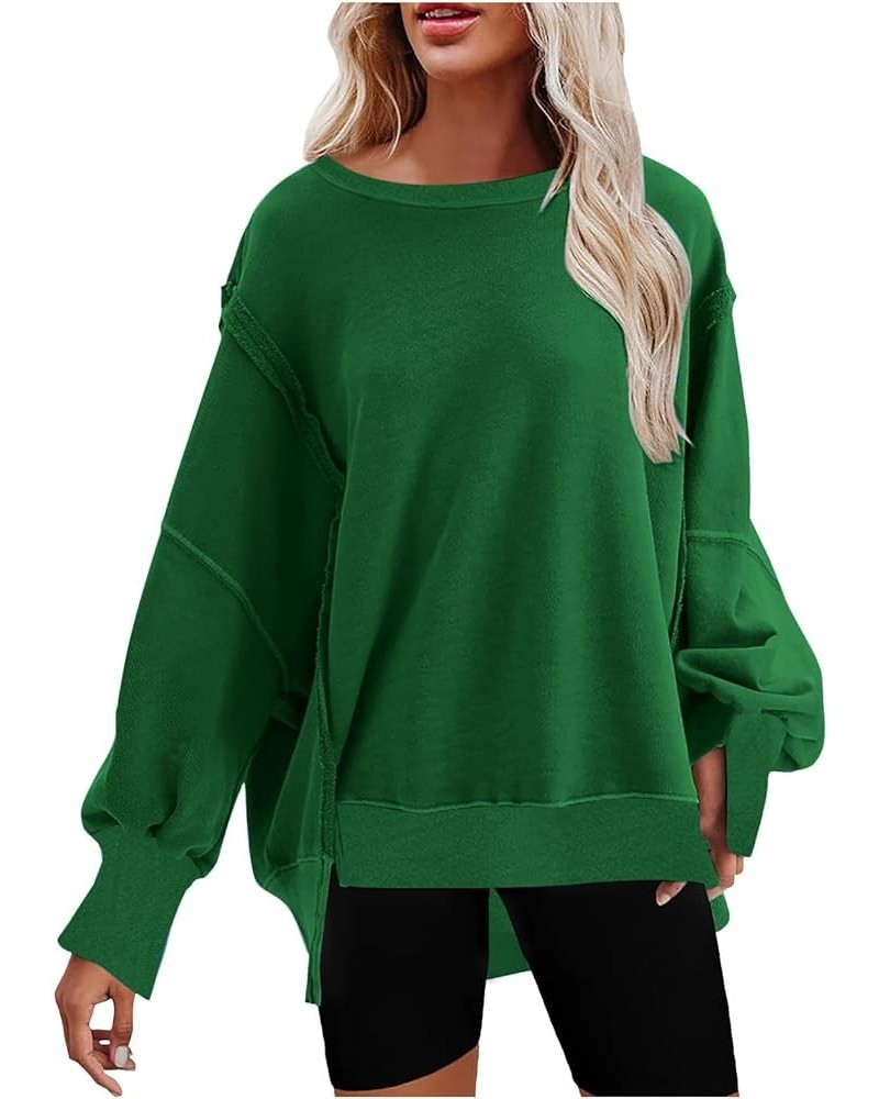 Oversized Sweatshirt for Women Crewneck Lightweight Solid Color Fall Outfits Fashion Teen Girl Y2k Winter Warm Clothes H03 Gr...