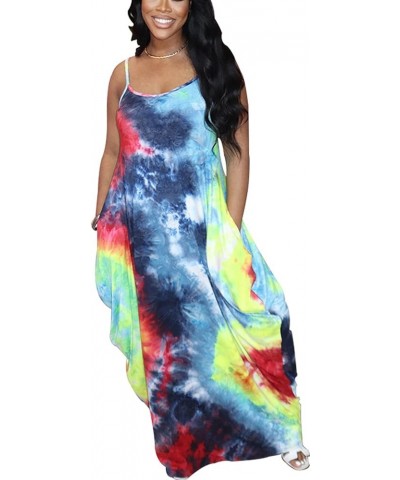 Plus Size Maxi Dresses Sundress for Women Loose Printed Adjustable African Beach Dress with Pockets 10332-3 $17.20 Dresses