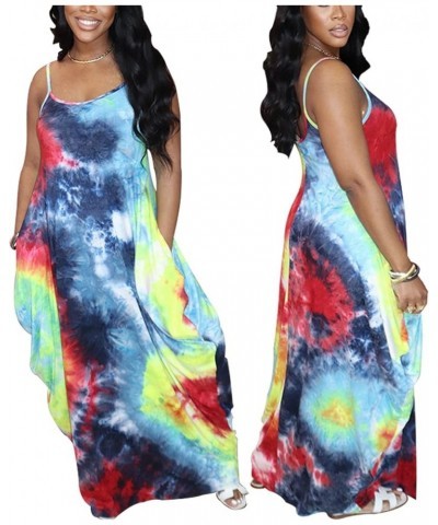 Plus Size Maxi Dresses Sundress for Women Loose Printed Adjustable African Beach Dress with Pockets 10332-3 $17.20 Dresses