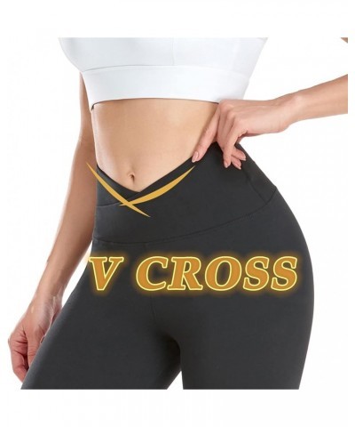 V Cross Waist Capri Leggings for Women- Summer Workout Tummy Control Butt Lift Soft Sports Gym Yoga Pants Tights Navy Blue $7...