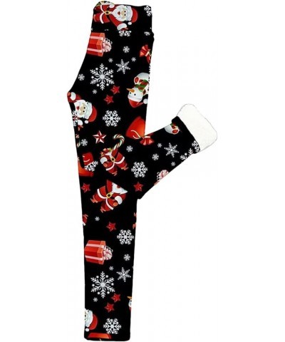 Christmas Leggings for Women High Waisted Sherpa Thick Snowman Pants Soft Warm Clouds Fleece Lined Leggings for Women Zj1-bla...