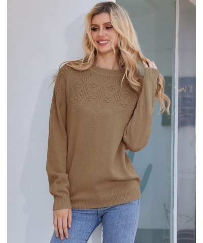 Women's Long Sleeve Raglan Cute Argyle Knitted Pullover Sweater Khaki $8.60 Sweaters