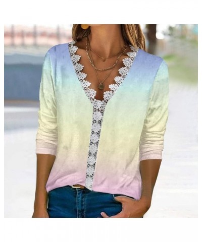 Summer Shirts for Women 2023 Trendy Lace Crochet Short Sleeve Blouses Ladies Cute Floral Print Elegant Western Tops G01★purpl...