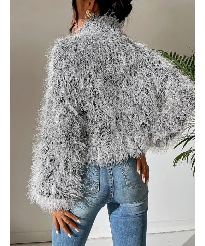 High Neck Fuzzy Sweater (Color : Dark Grey, Size : Medium) Small Dark Grey $21.91 Sweaters