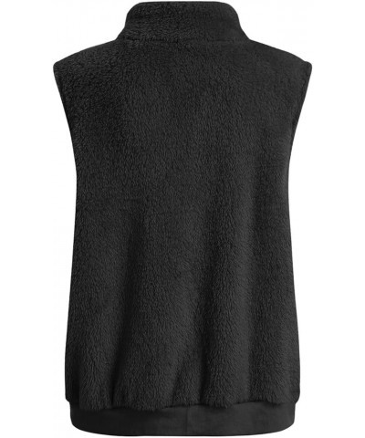 Women Fuzzy Sherpa Fleece Jacket 2023 Winter Casual Lightweight Vest Sleeveless Plus Size Waistcoat With Pockets A-black $8.4...