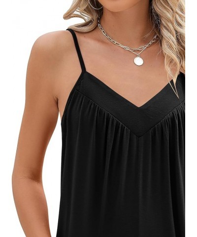 Womens Summer Casual Sleeveless Rompers Spaghetti Strap Adjustable Loose Shorts Jumpsuit with Pockets Black $14.49 Rompers