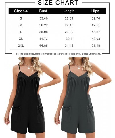 Womens Summer Casual Sleeveless Rompers Spaghetti Strap Adjustable Loose Shorts Jumpsuit with Pockets Black $14.49 Rompers