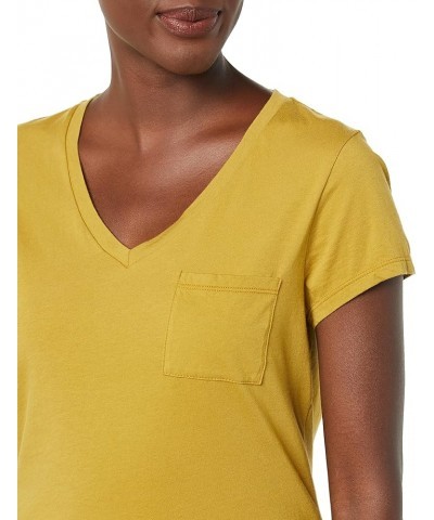 Women's Washed Jersey Cotton Short Sleeve Pocket V-Neck T-Shirt Light Olive $8.08 T-Shirts