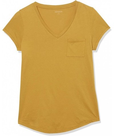 Women's Washed Jersey Cotton Short Sleeve Pocket V-Neck T-Shirt Light Olive $8.08 T-Shirts