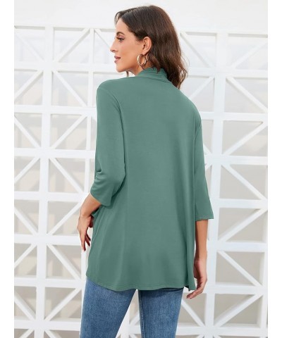 Womens Casual Lightweight Cardigans with Pockets 3/4 Sleeve Open Front Dusters A-12 Sage Green $15.39 Sweaters