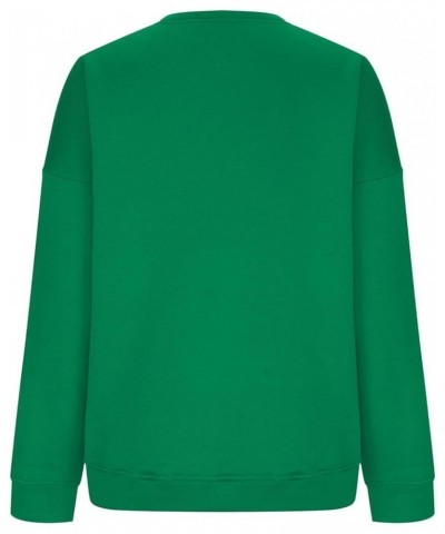 Sweatshirts For Women Long Sleeve Oversized Hoodie Pollover Y2K Crewneck Solid Loose Fit Fleece Lightweight Fall 2023 2-green...