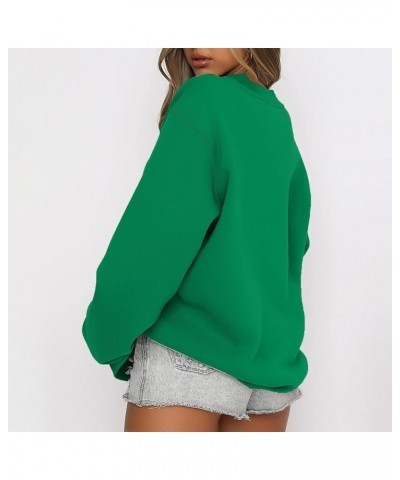 Sweatshirts For Women Long Sleeve Oversized Hoodie Pollover Y2K Crewneck Solid Loose Fit Fleece Lightweight Fall 2023 2-green...