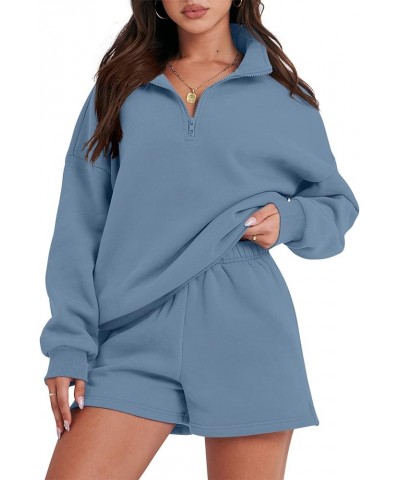 Women's Two Piece Outfits Sweat Lounge Short Set Long Sleeve Gym Sweatsuit Tracksuit 2024 Spring Fashion Clothes 06-blue $26....