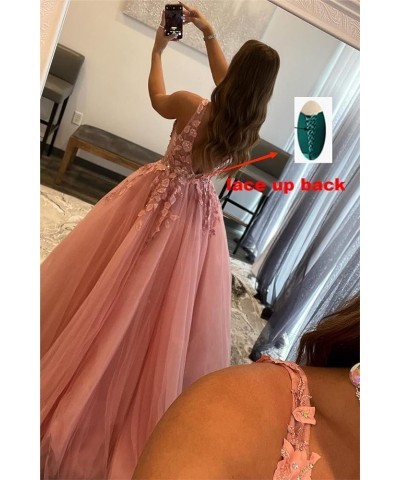 Lace Tulle Prom Dresses Long Ball Gown for Women 2024 V Neck Appliques Aline Sleeveless Formal Gowns and Evening Dresses Plum...