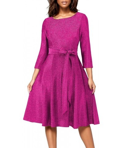 Cocktail Dress for Women, Vintage Modest Wedding Guest 3/4 Sleeves Fall Dresses 2024, Formal Church Dress Glitter Rose $15.80...