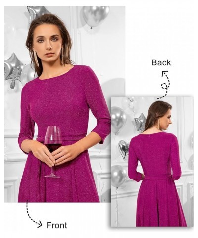 Cocktail Dress for Women, Vintage Modest Wedding Guest 3/4 Sleeves Fall Dresses 2024, Formal Church Dress Glitter Rose $15.80...