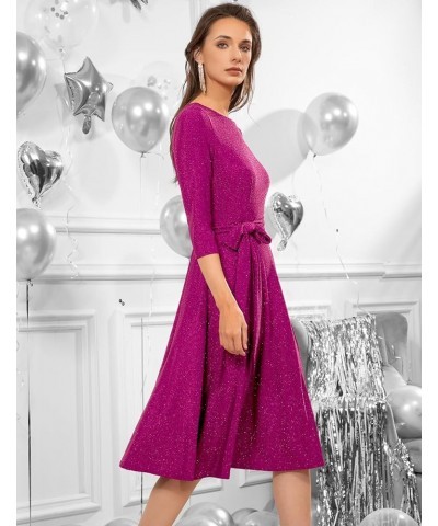 Cocktail Dress for Women, Vintage Modest Wedding Guest 3/4 Sleeves Fall Dresses 2024, Formal Church Dress Glitter Rose $15.80...