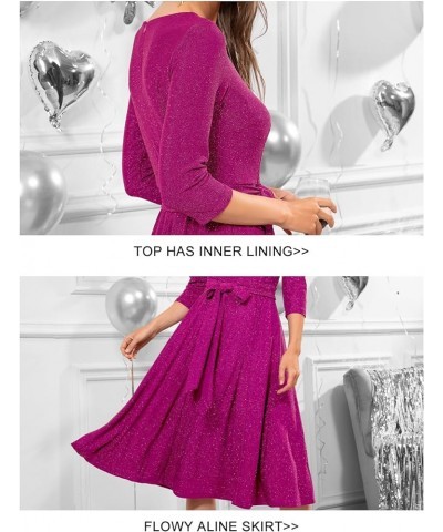 Cocktail Dress for Women, Vintage Modest Wedding Guest 3/4 Sleeves Fall Dresses 2024, Formal Church Dress Glitter Rose $15.80...