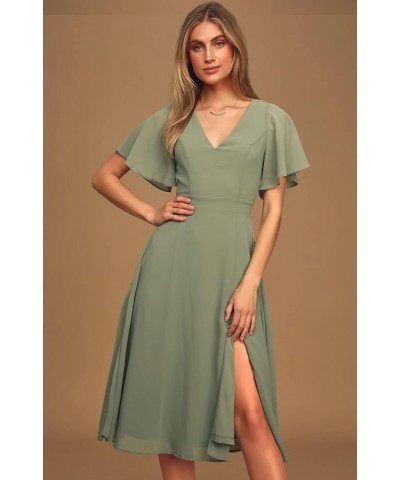 Women's Short Sleeve Bridesmaid Dresses with Slit V Neck Chiffon Short Formal Evening Gowns Turquoise $20.70 Dresses