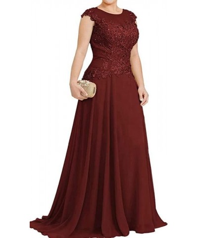 Beaded Chiffon Mother of Groom Dresses Long for Women Burgundy $34.84 Dresses