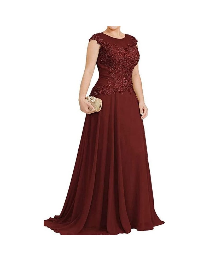 Beaded Chiffon Mother of Groom Dresses Long for Women Burgundy $34.84 Dresses