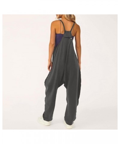 Womens Jumpsuits Casual Onesie Rompers Sleeveless Loose Baggy Overalls Jumpers with Pockets 2024 Summer Clothes 015-dark Gray...