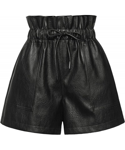 Women's Leather Shorts, Faux High Waisted Wide Leg Sexy Shorts SP Black $19.79 Shorts