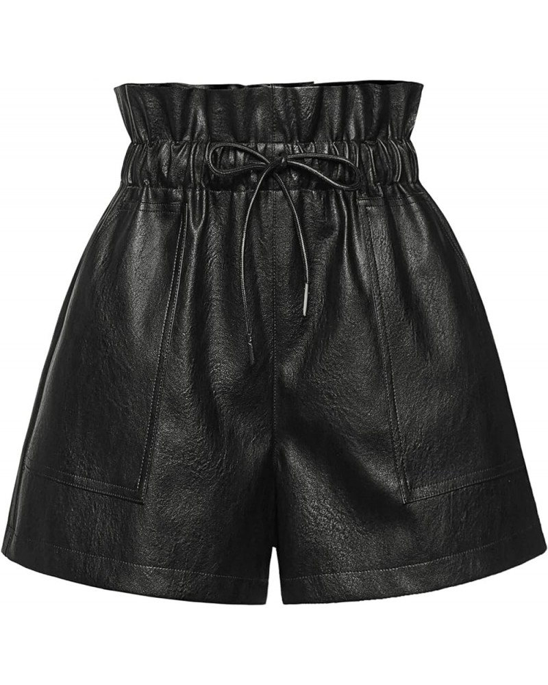 Women's Leather Shorts, Faux High Waisted Wide Leg Sexy Shorts SP Black $19.79 Shorts