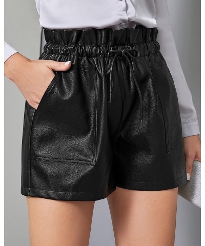 Women's Leather Shorts, Faux High Waisted Wide Leg Sexy Shorts SP Black $19.79 Shorts