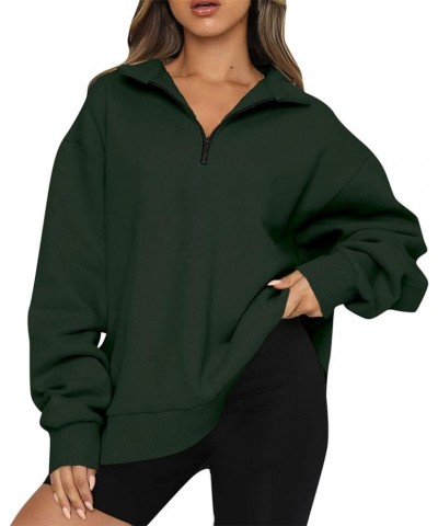 Womens Oversized Sweatshirts Hoodies Half Zip Pullover Fall Fashion Outfits 2023 Y2k Clothes Green $10.80 Hoodies & Sweatshirts