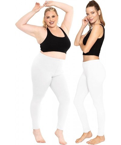 Women's and Plus Size Knee-Length and Ankle Length Leggings | X-Small- 7X Adult Full Length White $17.35 Leggings