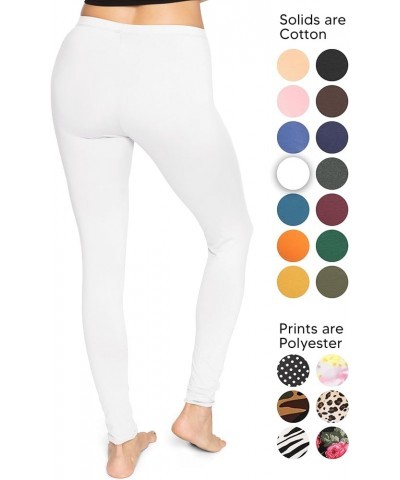 Women's and Plus Size Knee-Length and Ankle Length Leggings | X-Small- 7X Adult Full Length White $17.35 Leggings