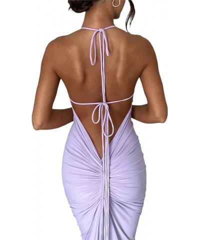 Women Backless Maxi Tank Dress Bodycon Sexy Open Back Hollow Long Dresses Sleeveless Elegant Cocktail Party Dress Strappy Pur...